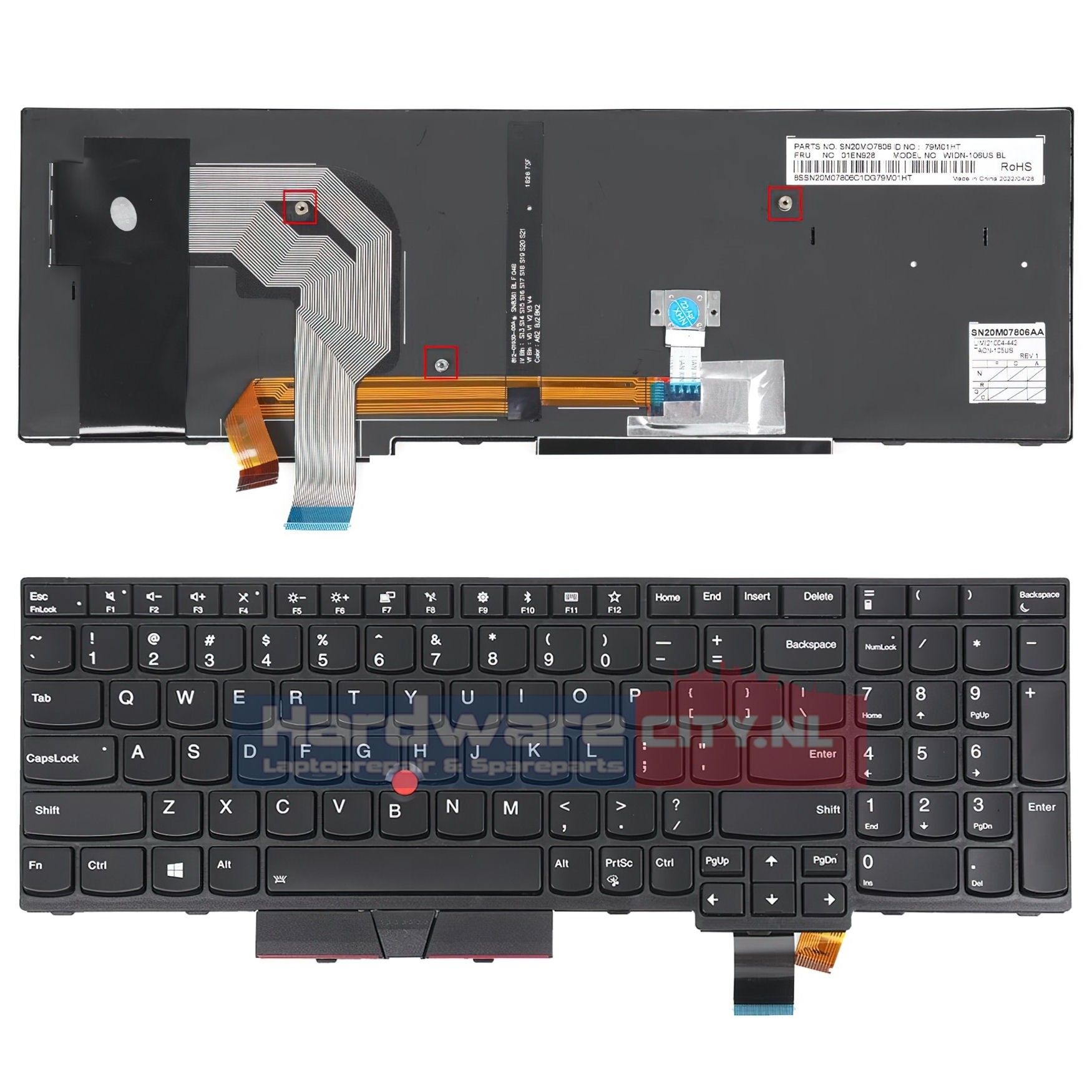 Lenovo ThinkPad P52s/ T570/ T580 US backlit keyboard