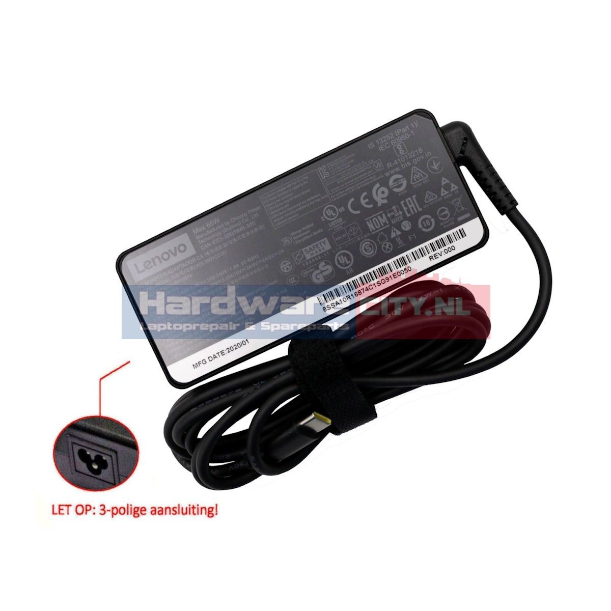 Lenovo 4X20M26272 USB-C Adapter 65W (origineel)