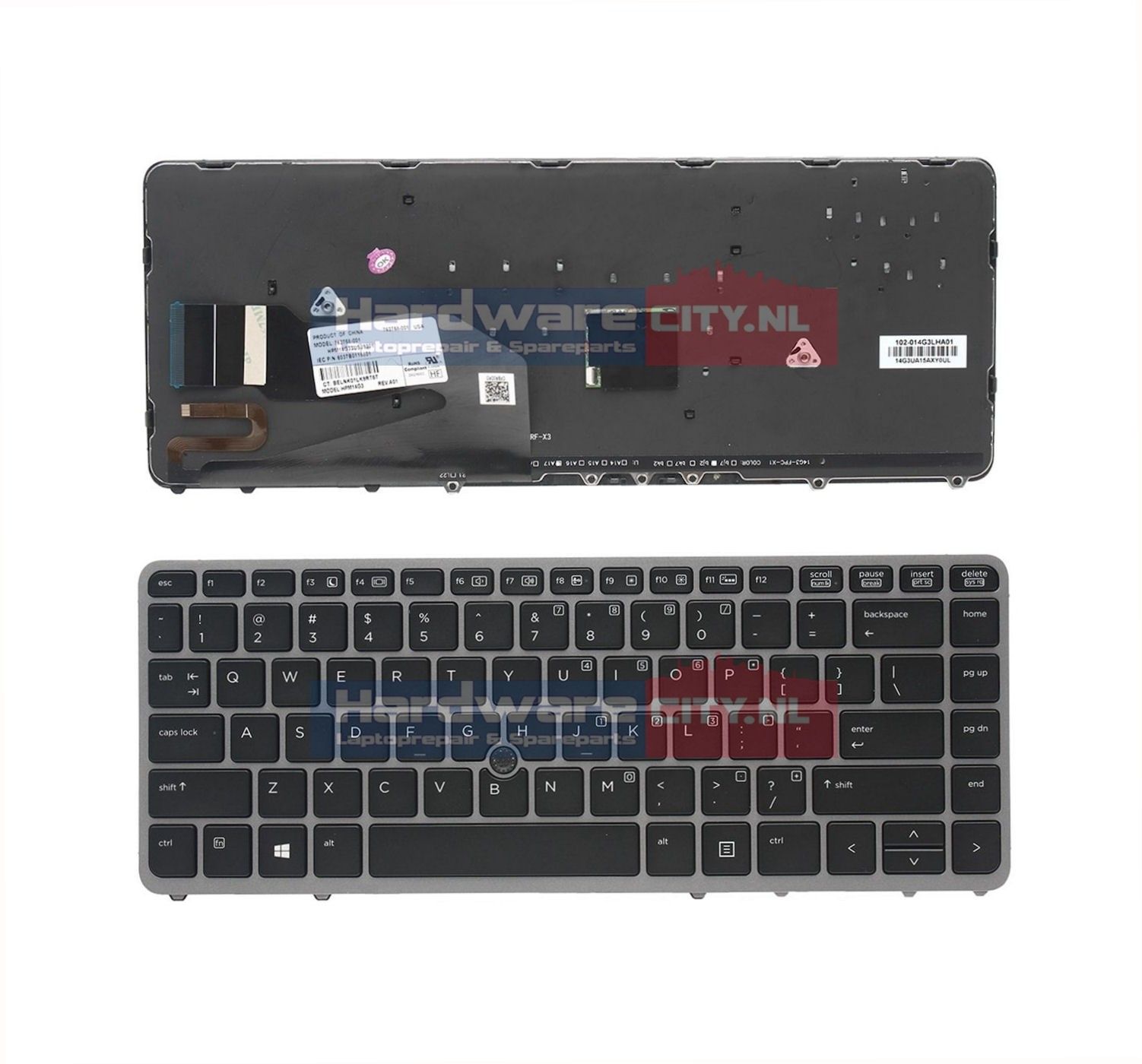 HP EliteBook 850 G1 US backlit keyboard (zilver frame)