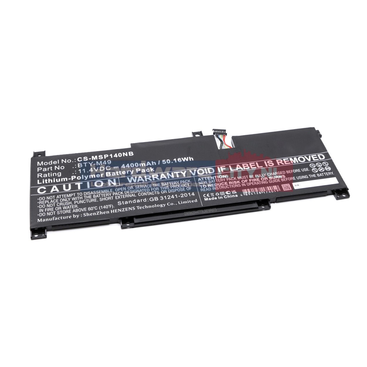 Replacement MSI Accu 11.4V 4400mAh 50.16Wh