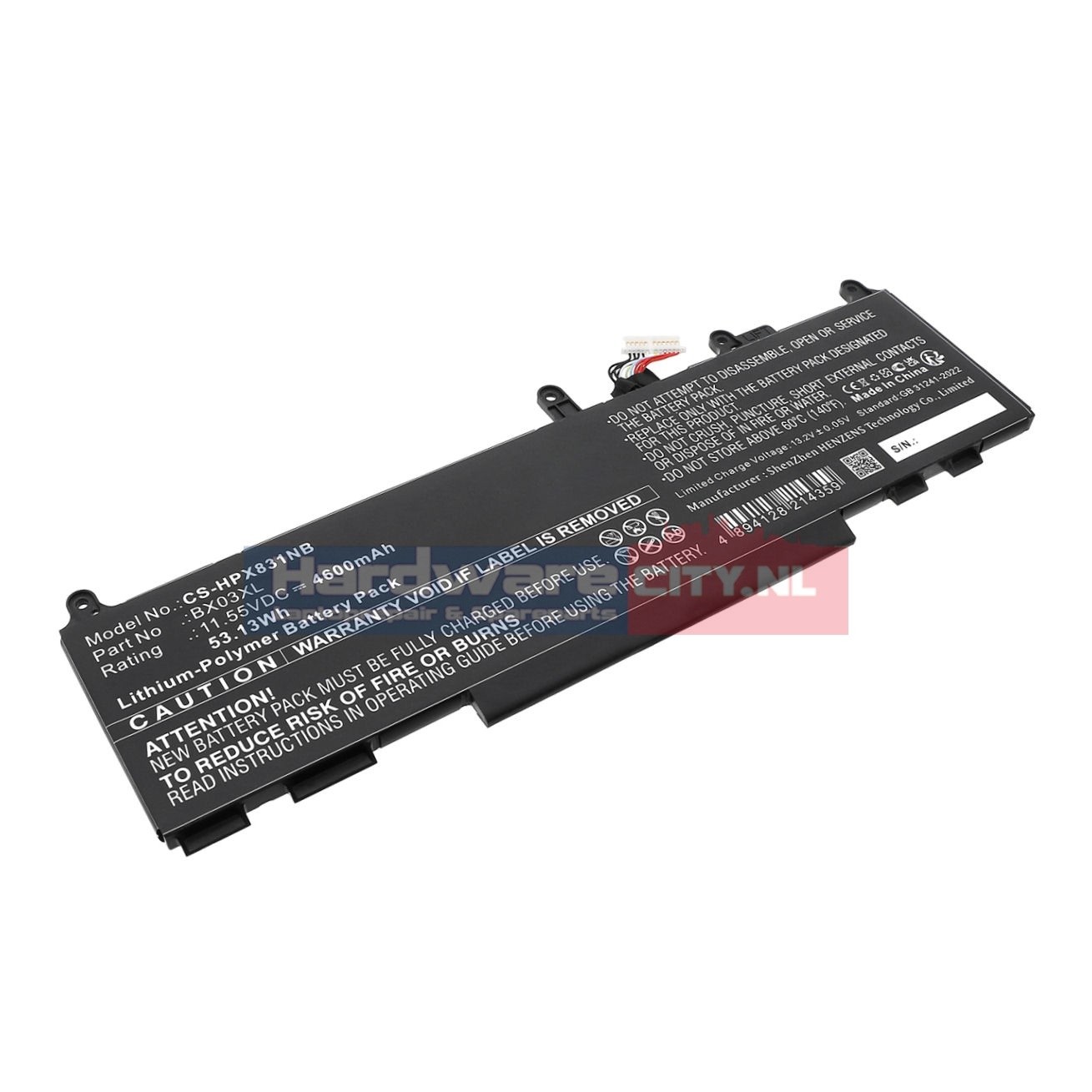 Replacement HP Accu 11.55V 4600mAh 53Wh